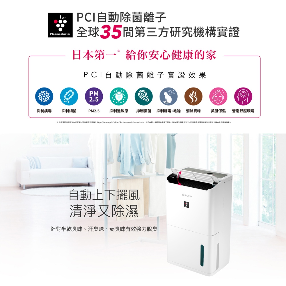 SHARP 夏普 10坪 一級節能 自動除菌離子 強效除濕機 DW-LT8HT-W, , large