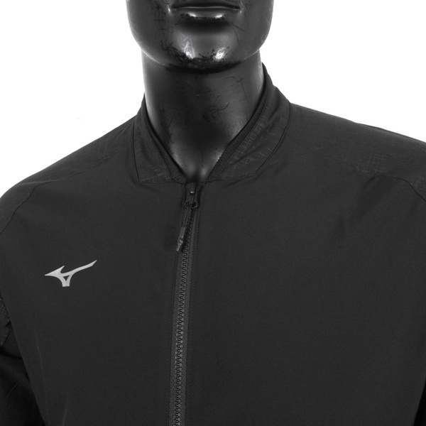 Mizuno 男 外套 平織 運動 休閒 合身版 彈性 舒適 抗紫外線 拉鍊口袋 美津濃 黑 [32TCA08109], , large