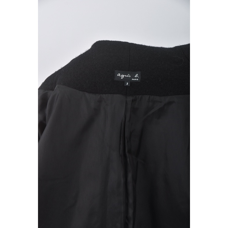 (XL) agnes b長版大衣黑色外套二手衣, , large