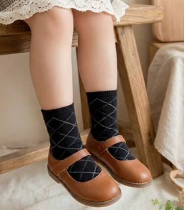 [Kaimei Cotton] MIT Made in Taiwan Big Children's Pure Cotton Diamond Pattern Women's Socks 18-22cm-8 Pairs, , large