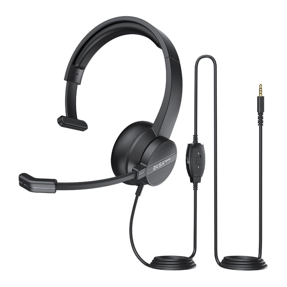 EKSA H15 專業降噪話務耳麥,PC 耳機降噪麥克風，3.5 mm音訊線，線控音量控制和靜音，適用於辦公室/線上會議, , large