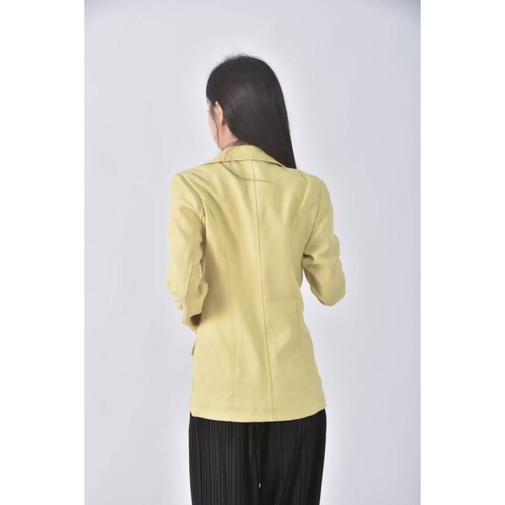 (S) 西裝素面黃色外套二手衣, , large