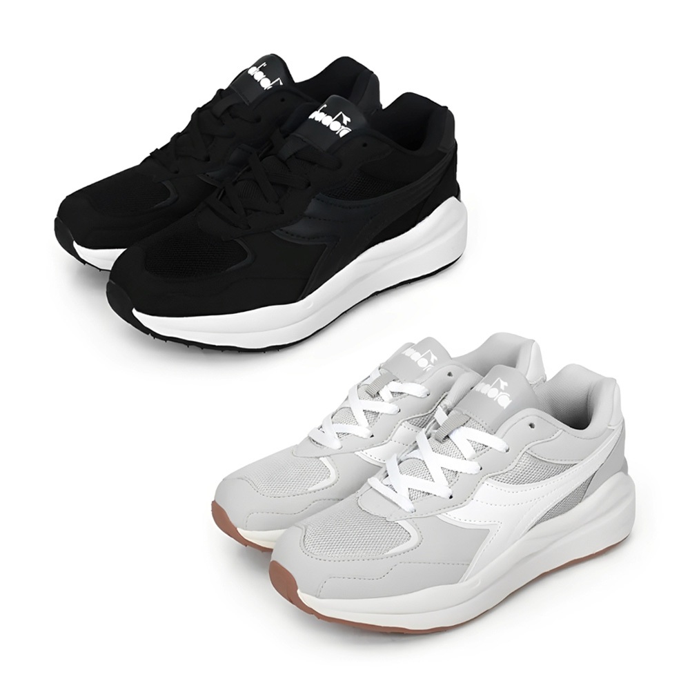 DIADORA迪亞多那 時尚運動女鞋 女運動鞋 休閒鞋 復古 輕量 透氣 保護後跟 反光 散熱 排濕 足弓支撐 黑 灰白, , large