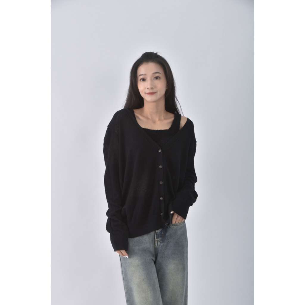 (XL) gap亞麻棉質開衫黑色外套二手衣, , large