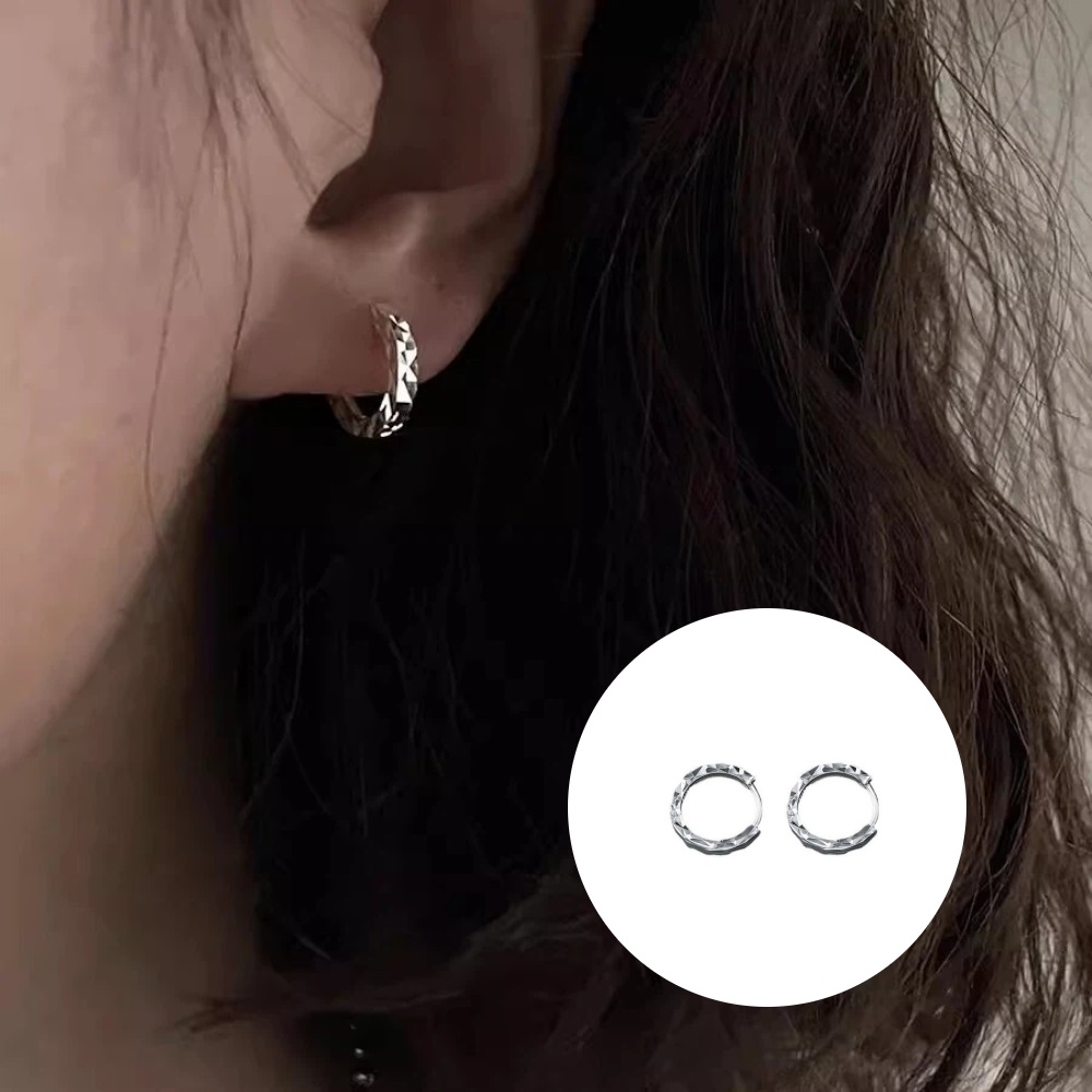 S999純銀韓系幾何菱形圈圈耳扣款耳環附馬卡收納盒 兩款任選, , large