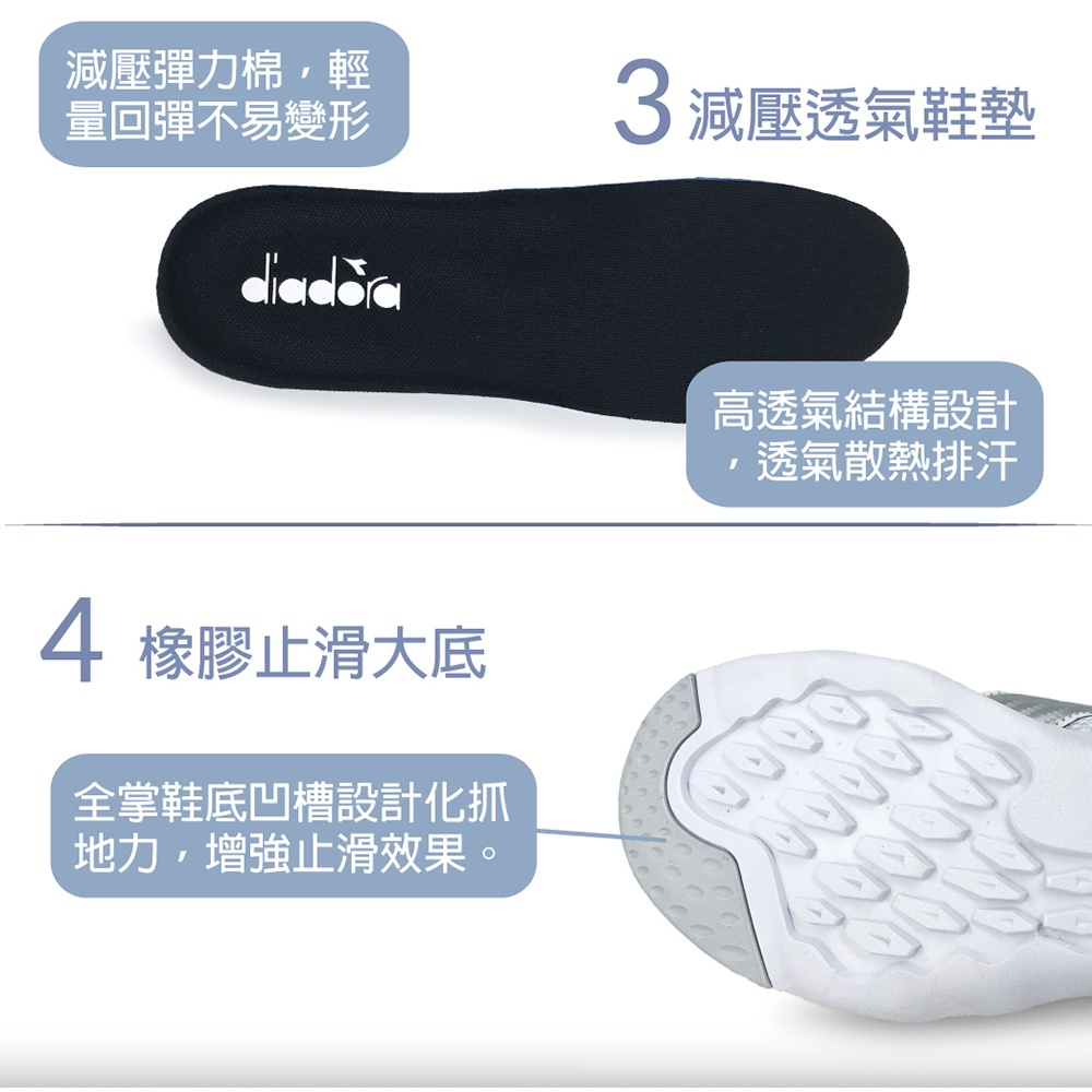 DIADORA迪亞多那 生活時尚運動鞋 男運動鞋 男鞋 反光 電繡 透氣 散熱 Q彈 減壓 彈力 輕量 止滑 黑 白, , large