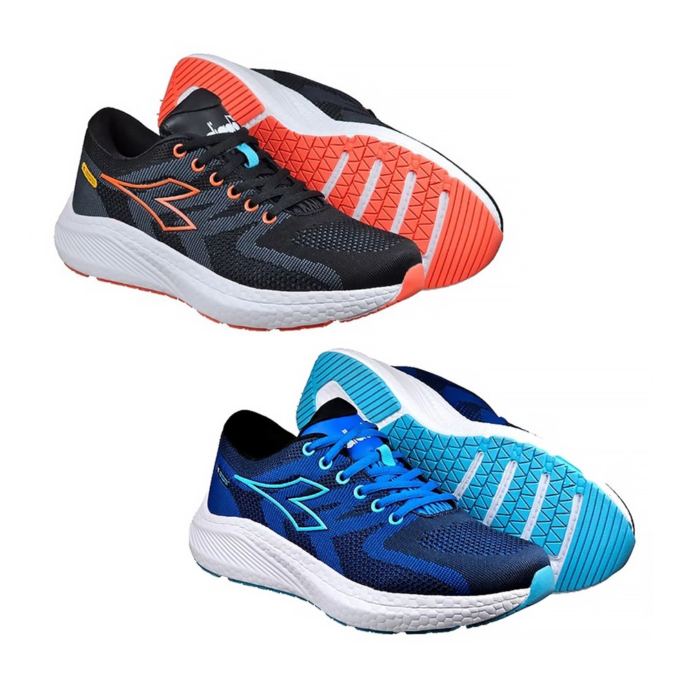 DIADORA迪亞多那 鷹翼專業輕量跑鞋 男運動鞋 男鞋 台灣製造 透氣 吸震 減壓 保護後跟 足弓支撐 耐久站 黑 藍, , large