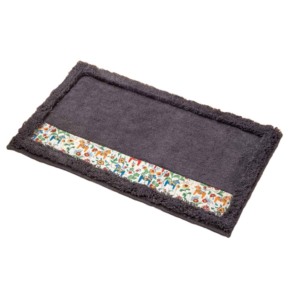 【HASHIZUME】Japan-Made Antibacterial & Deodorant Kitchen Mat 50&times;80cm &ndash; Dark Gray (Nordic-Style Lucky Horse / Non-Slip Design / Machine-Washable), , large