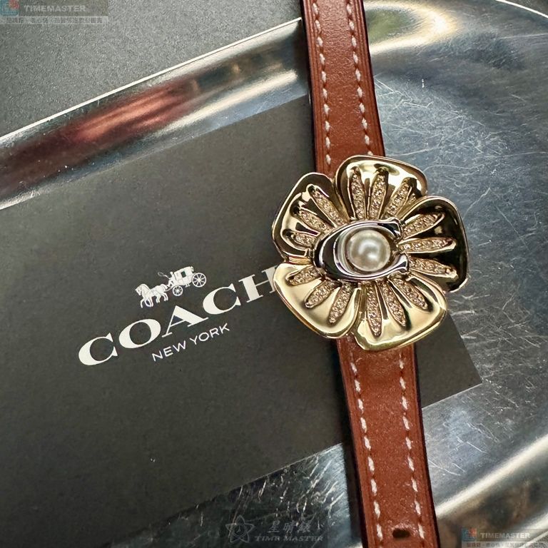 [星晴錶業]COACH手錶,28mm,CH00210金色錶面金色錶殼咖啡色真皮皮革錶帶款, , large