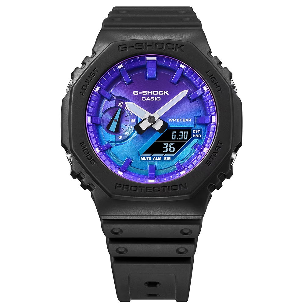 CASIO 卡西歐 G-SHOCK 熾熱火焰系列 八角雙顯手錶 GA-2100FL-1A, , large