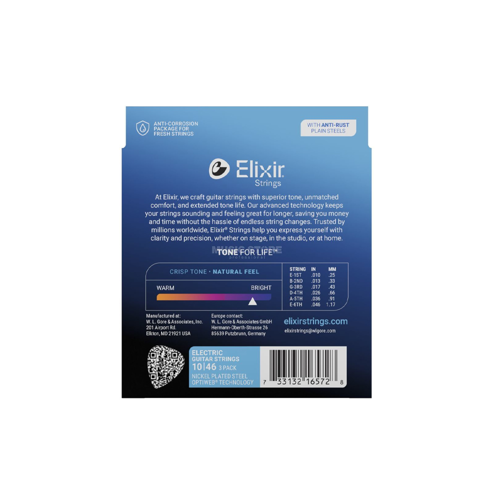 Elixir 16572 Optiweb 超薄包覆 電吉他套弦 10-46 3套組【敦煌樂器】, , large