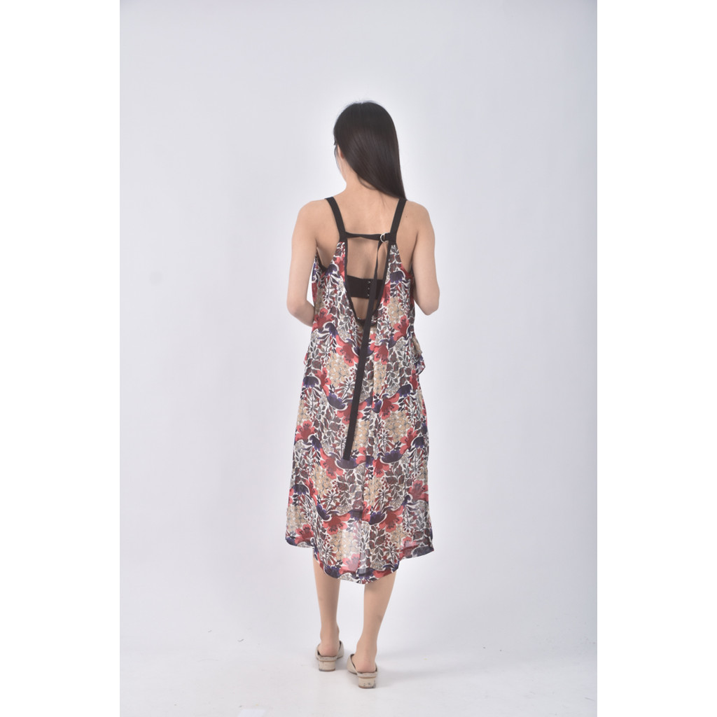 (S) whowhatwear質感吊帶花紋紅色洋裝二手衣, , large