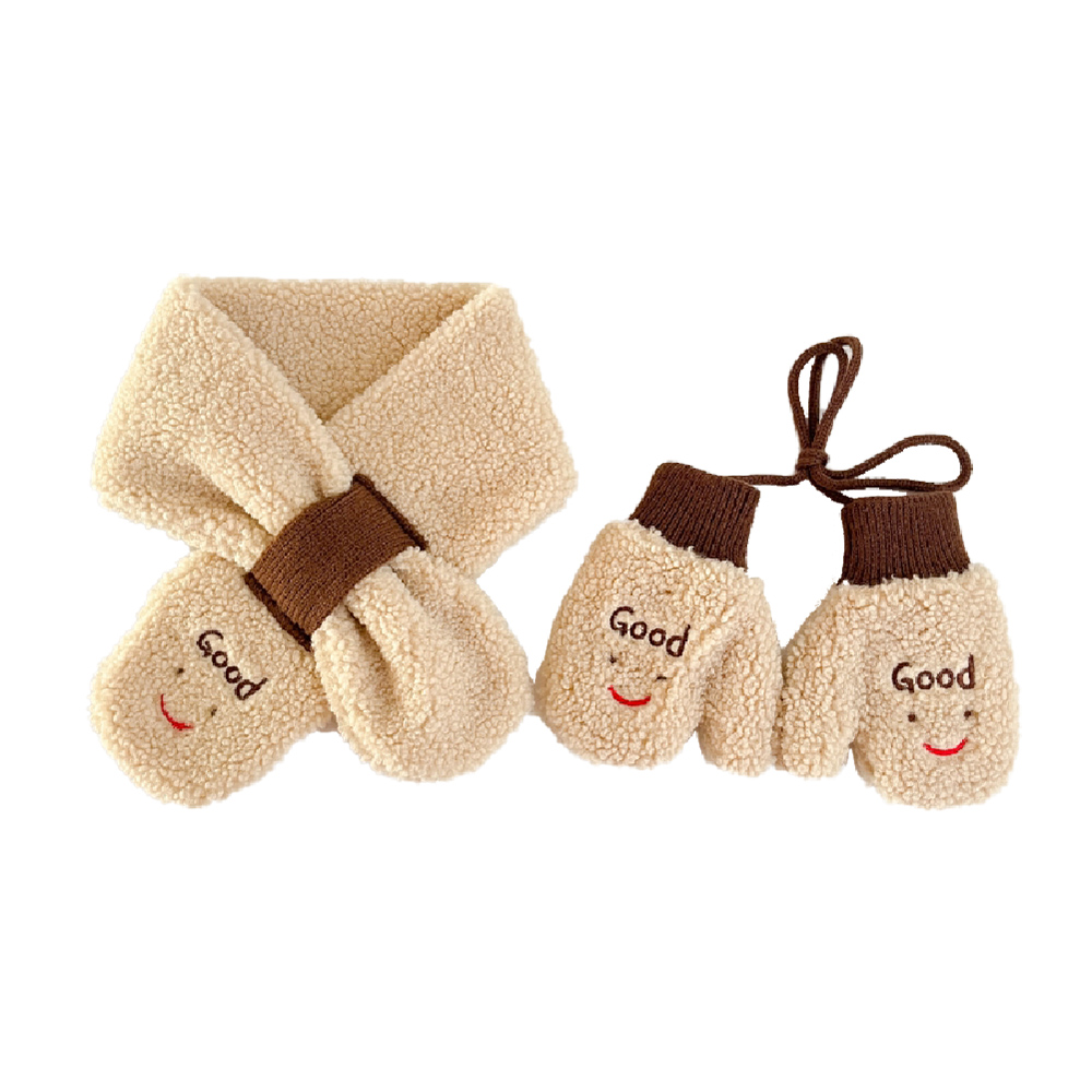 兒童可愛加絨圍巾手套組, , large