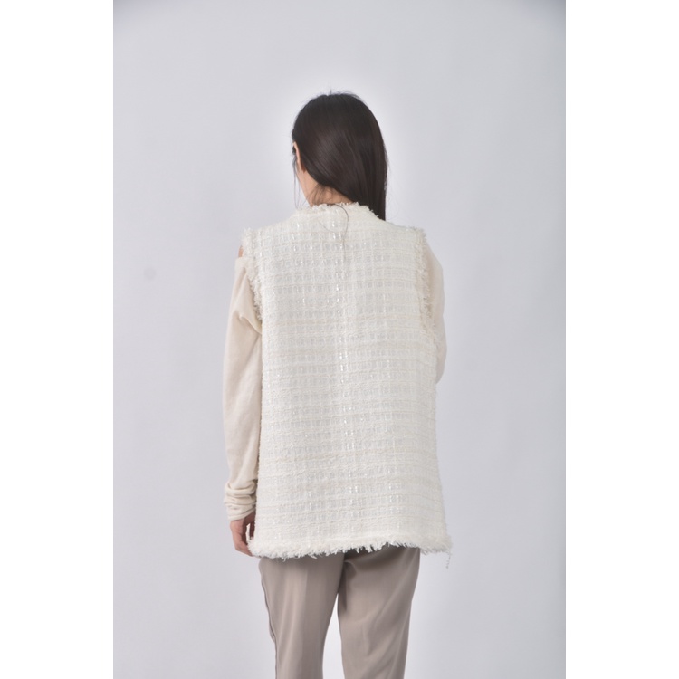 (S) fashion小香風質感背心白色外套二手衣, , large