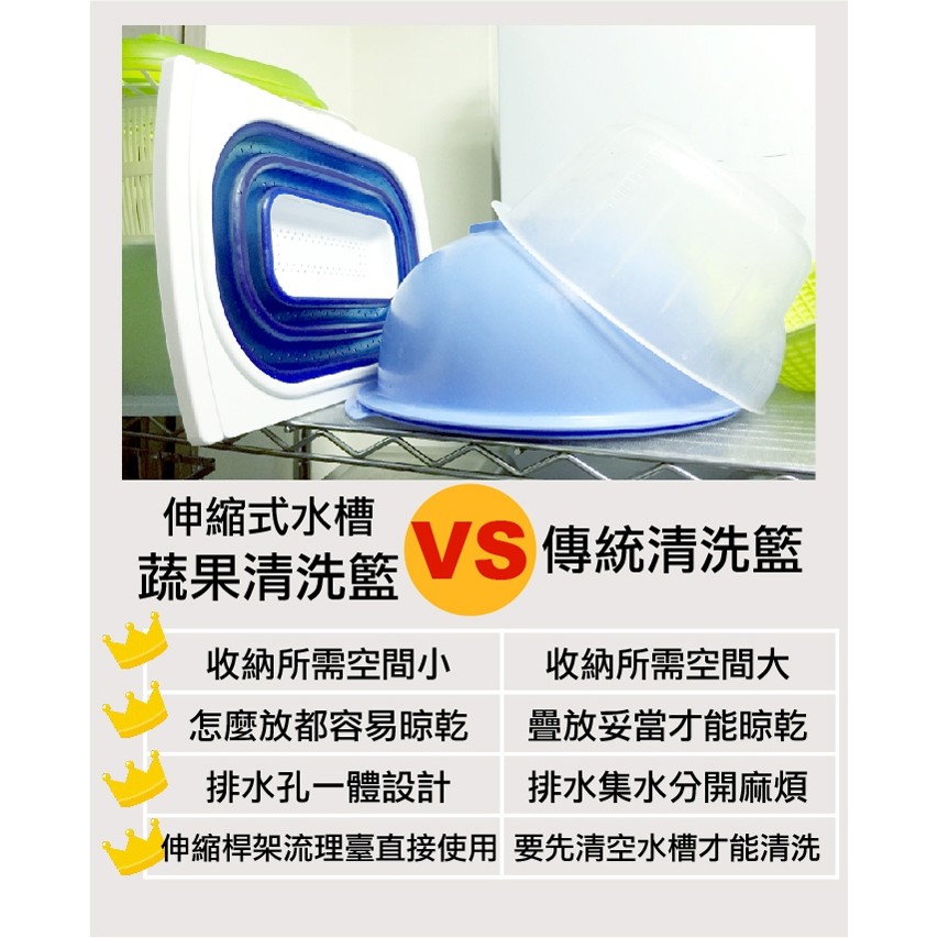 GS MALL 台灣製造 伸縮瀝水籃 伸縮籃 蔬果籃 瀝水籃 料理籃 廚房收納 廚房瀝水架 蔬果瀝水籃 料理用具, , large