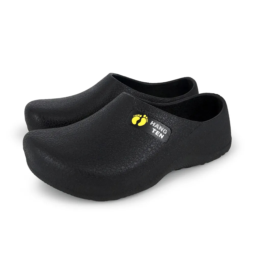 HANG TEN 廚師鞋 工作鞋 拖鞋 懶人鞋 男鞋 女鞋 MIT台灣製 防水 減壓 透氣 散熱 排汗 耐磨 防滑 黑黃, , large