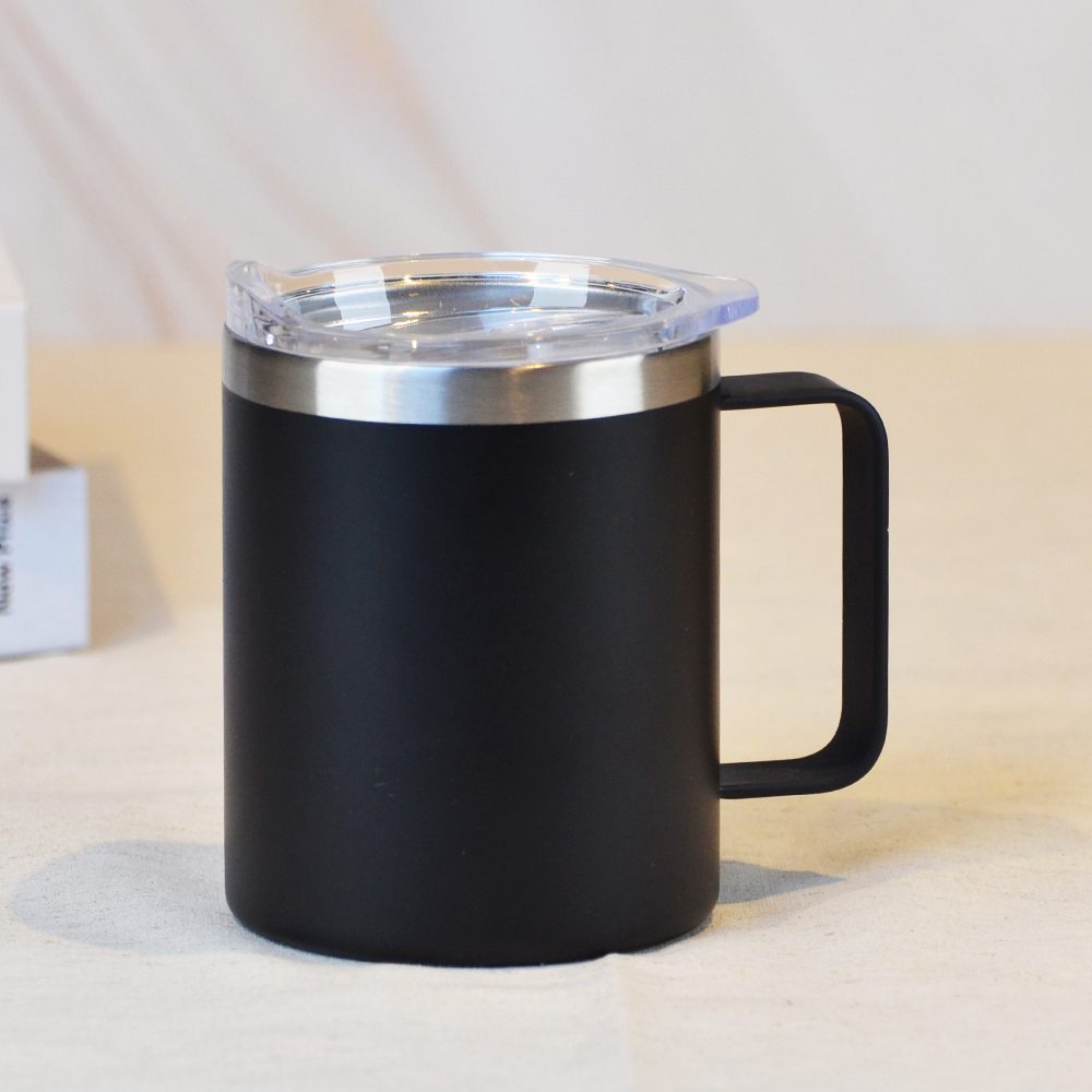 【YU Living】雙層不銹鋼馬克杯400ML 保溫杯 隨行杯-黑色, , large