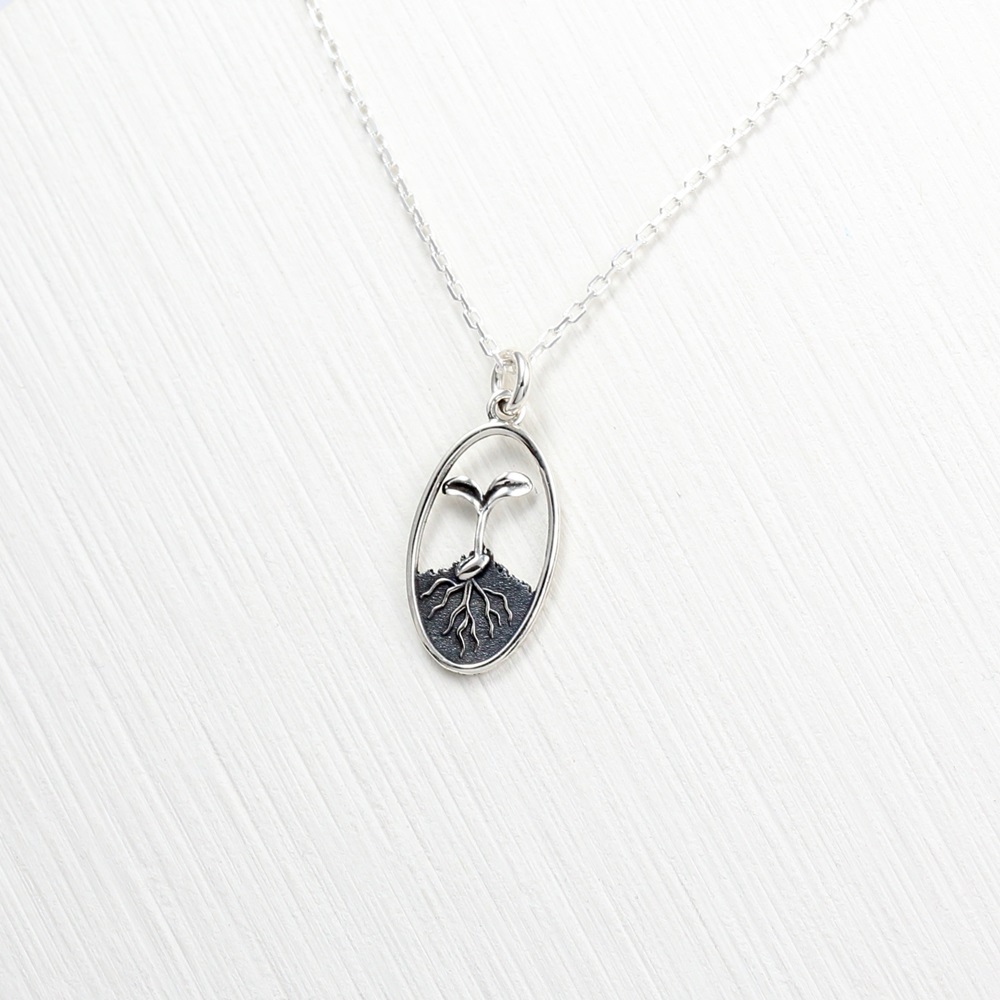 【Angel & Me】Seed and Sprout s925 sterling silver necklace Birthday gift, , large