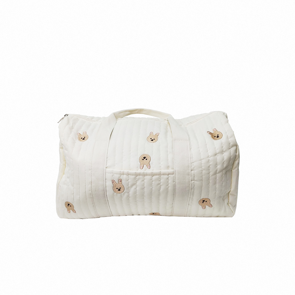 【上手家居】純棉刺繡媽媽包 刺繡小兔(波士頓包/媽咪包/行李包/母嬰包/旅行收納包), , large