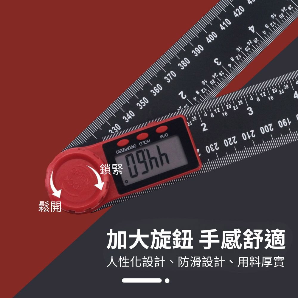Digital angle ruler &ndash; black/red (plastic) 300mm, , large