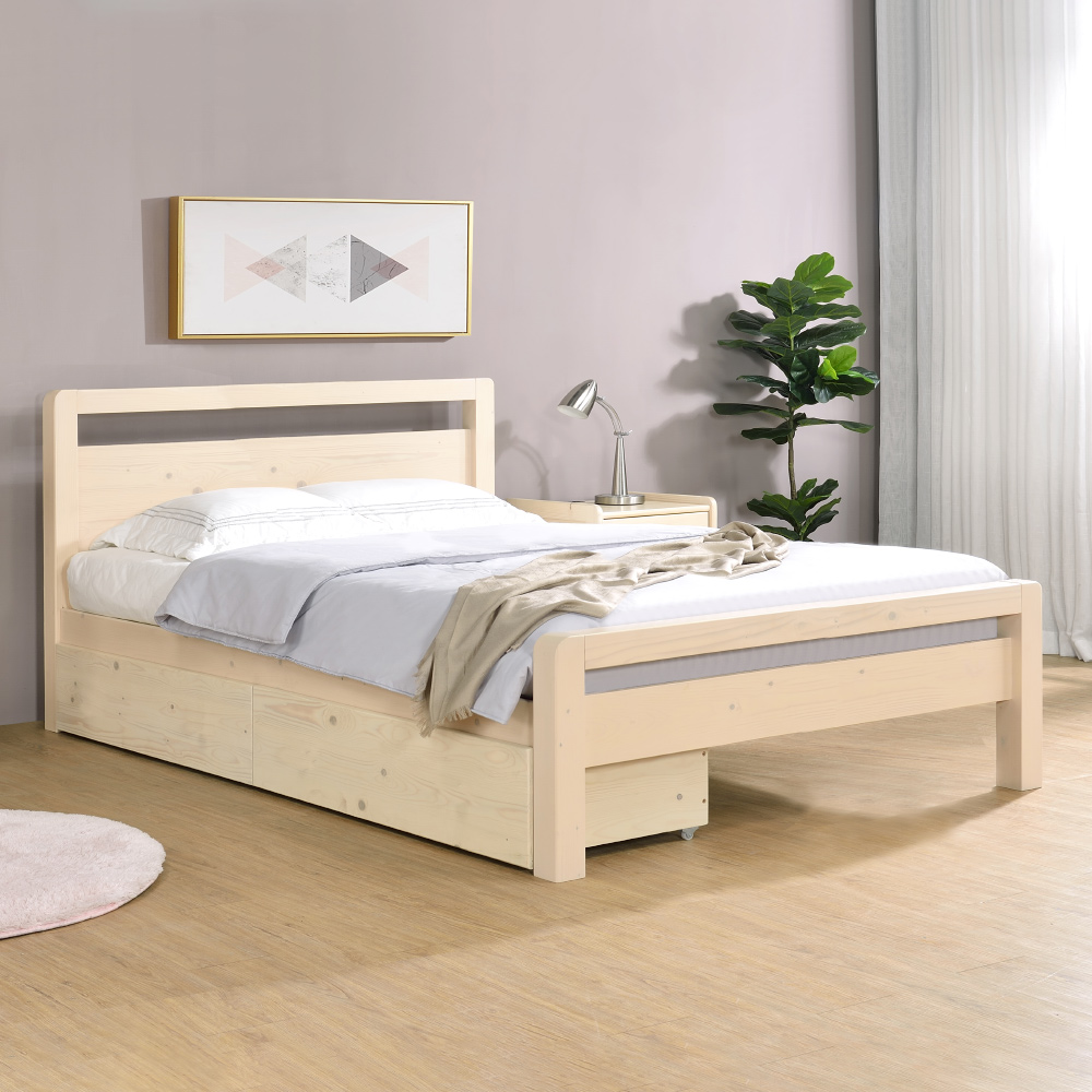 【Homelike】喜家居雙人5尺附抽屜床組(象牙白)(2264)