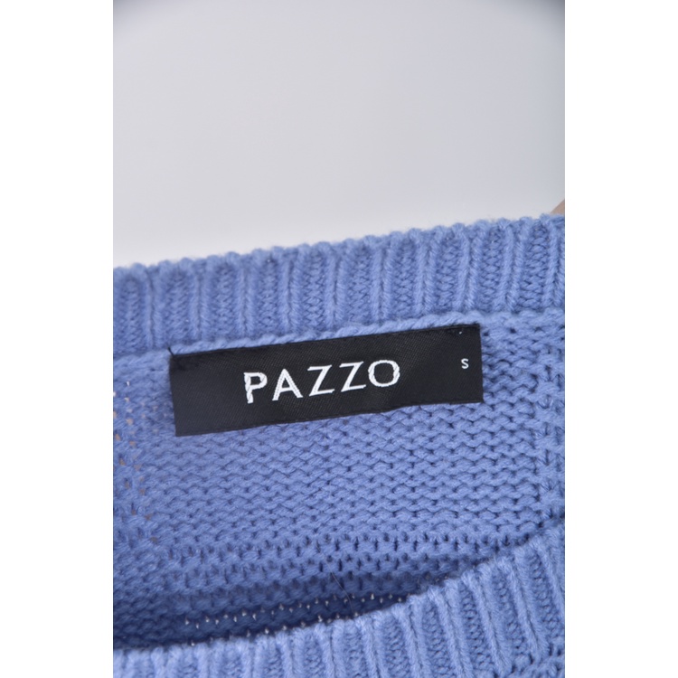 (S) pazzo格子落肩藍色毛衣二手衣, , large