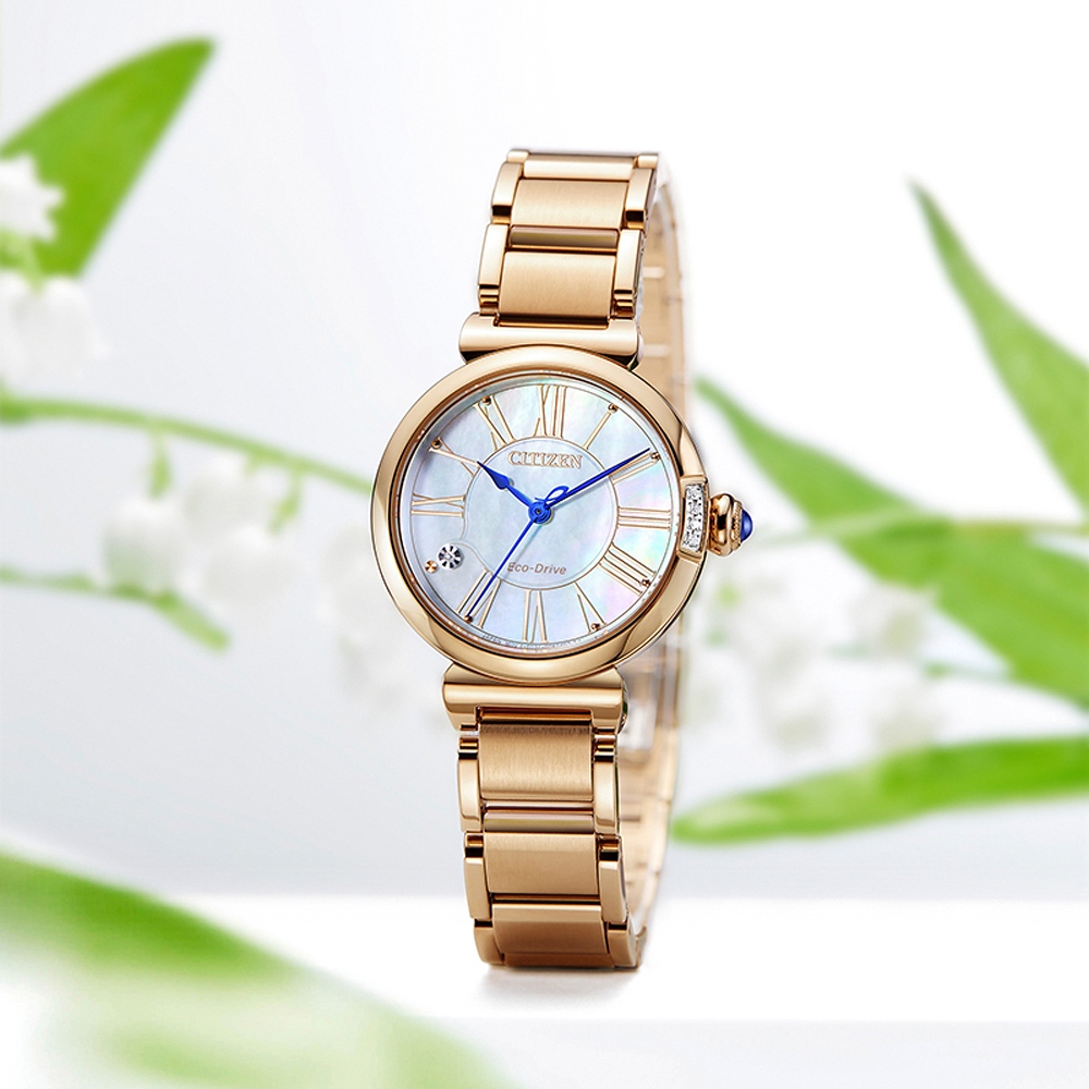 CITIZEN 星辰 L系列  幸福鈴蘭 永恆款 光動能大三針女錶 EM1063-89D, , large