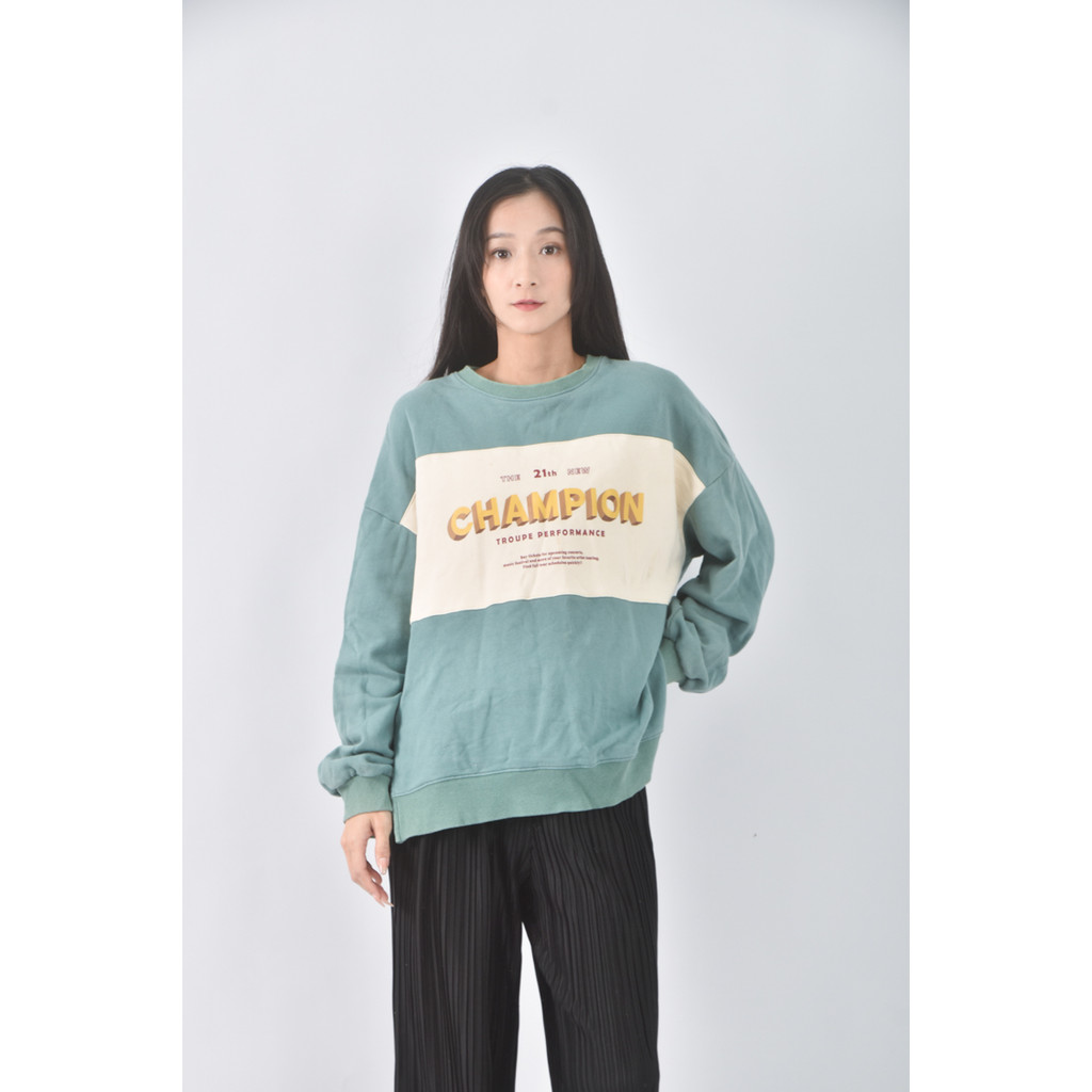 (XL) whiiy落肩綠色長袖上衣二手衣, , large