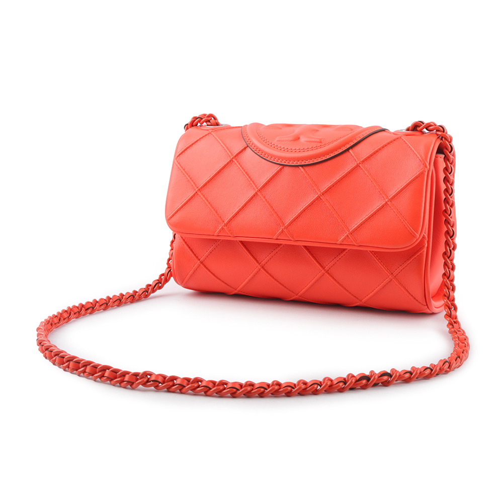 TORY BURCH Fleming 縫線翻蓋小款二用包/紅莓色, , large