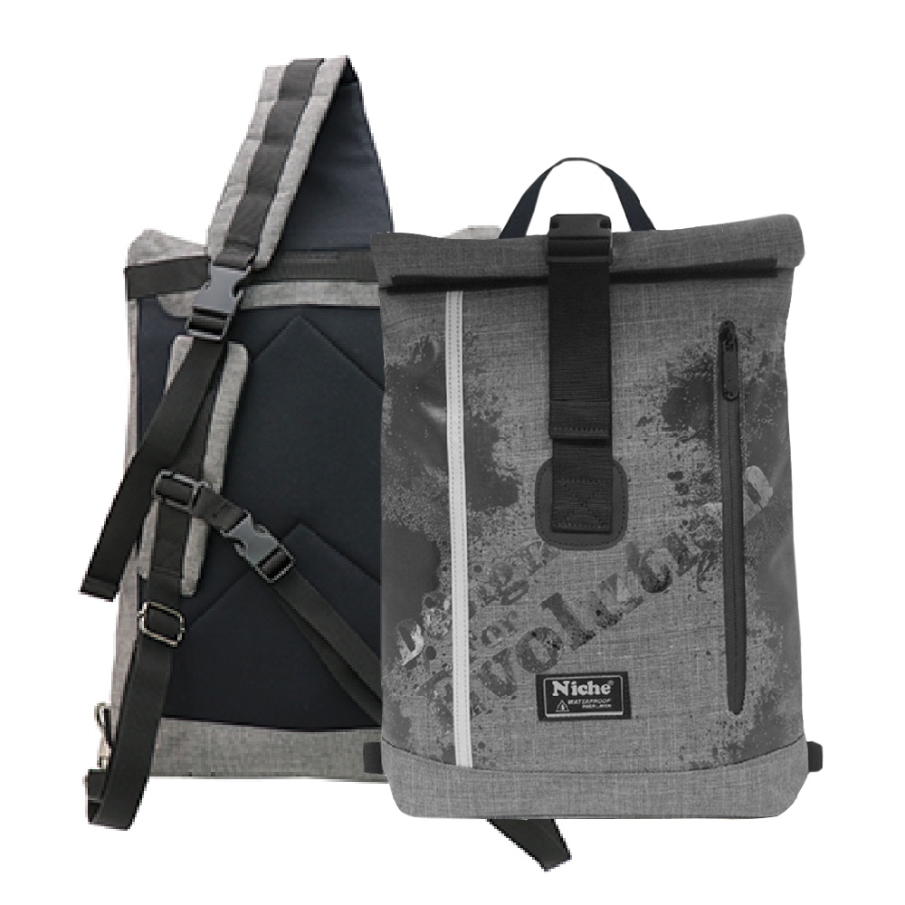 【Niche 樂奇】捲摺式單肩後背包 N-5206 防水跨肩背包 戶外休閒斜肩背包, , large