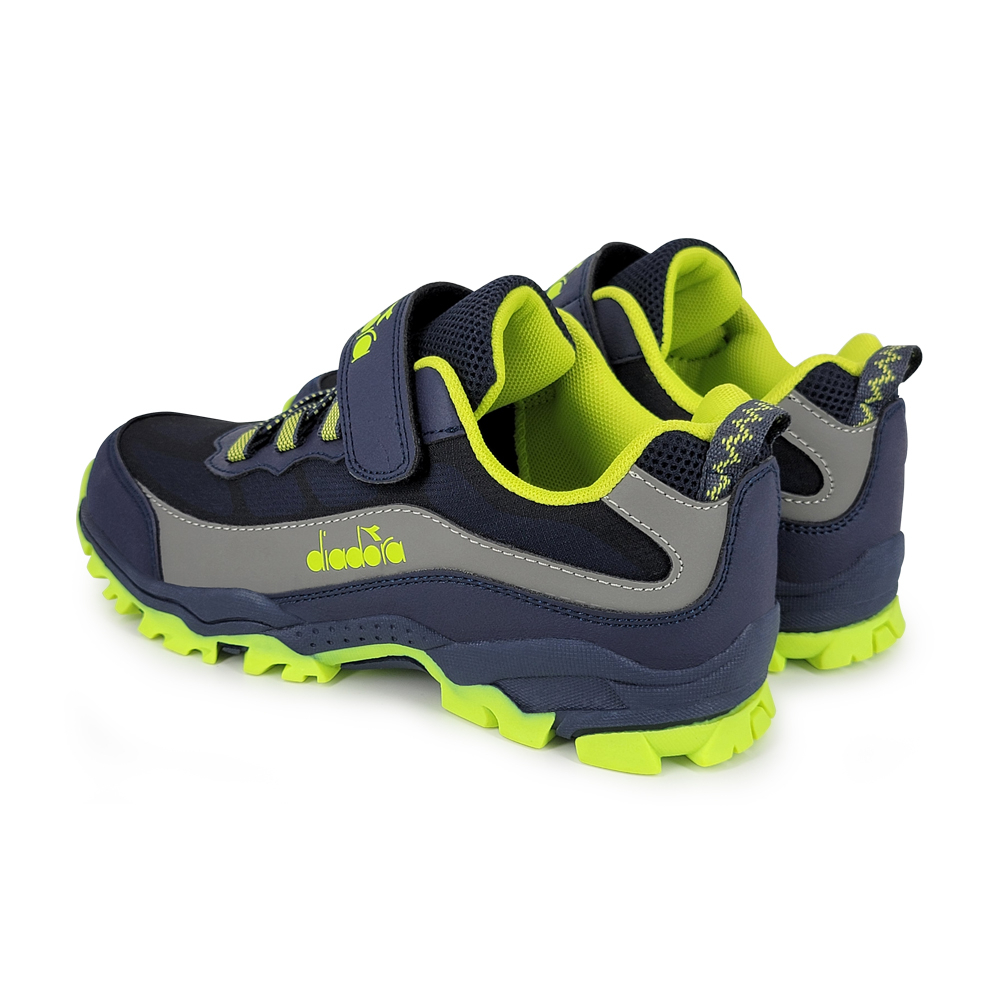 DIADORA迪亞多那 大童防潑水越野鞋 童運動鞋 登山鞋 反光 寬楦 保護後跟 抗菌 除臭 緩震 減壓 防滑 藍綠 橘, , large