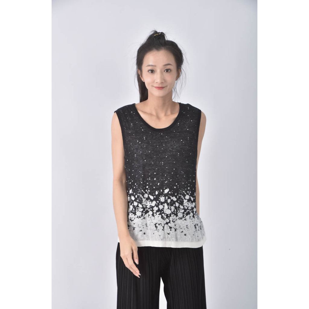 (XS（含）以下) keraia棉質無袖黑色上衣二手衣, , large