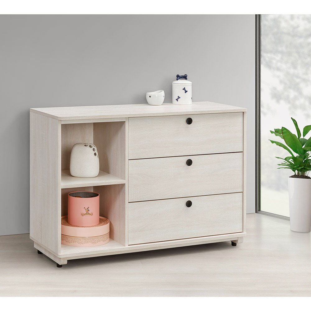 【唯熙傢俱】伊格鋼刷白三斗櫃 抽屜櫃, , large