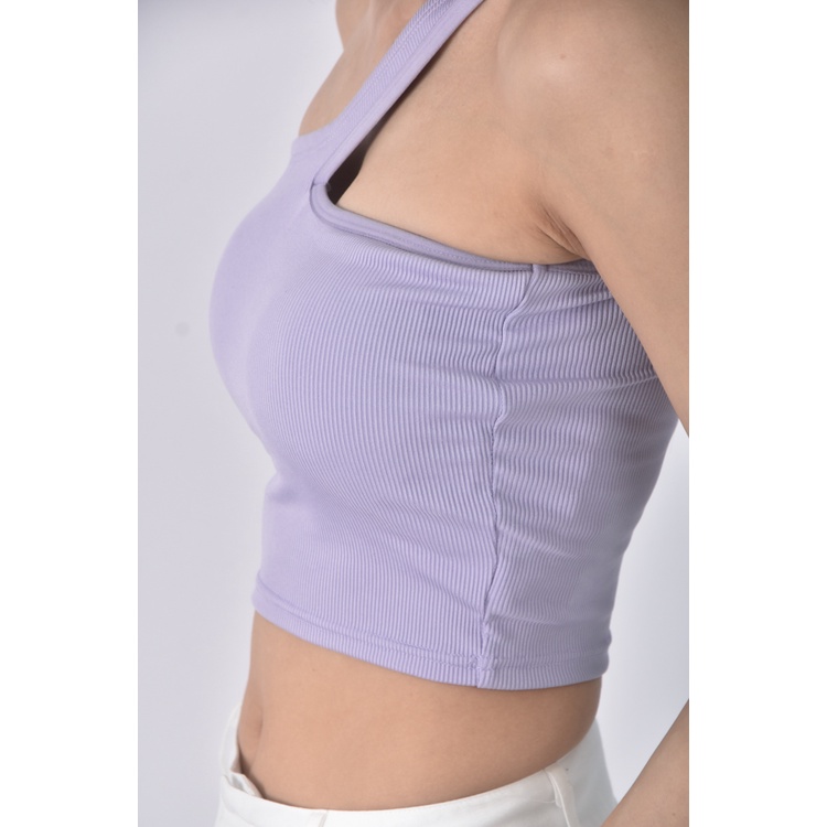 (S) 【安于晴Charlene私服】air space質感修身短版單肩紫色上衣二手衣, , large