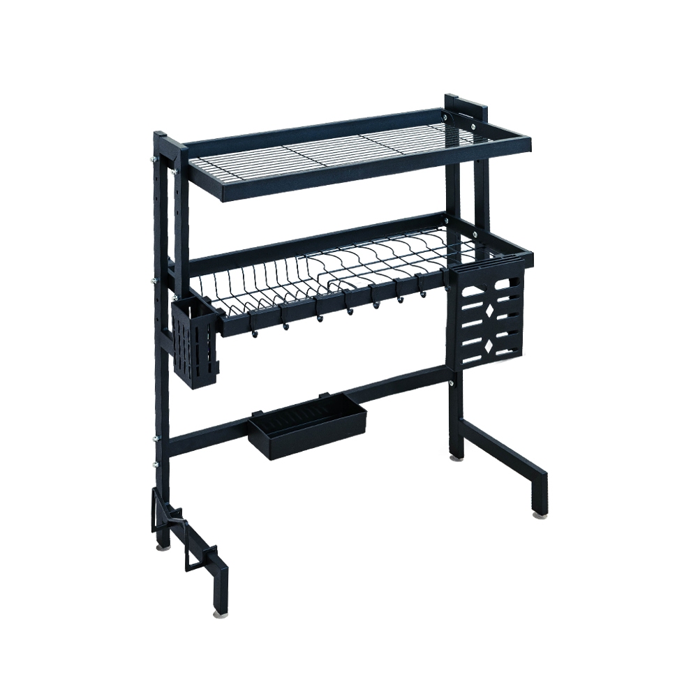 [Y HOUSE] Kitchen Sink Rack - 65cm Dish Rack Drain Rack Dish Rack Drain Basket Kitchen Storage Rack - Double Layer Black, , large