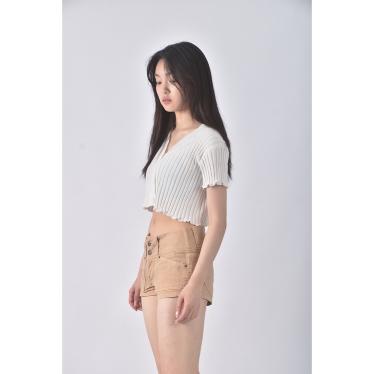 (XL) jojo jeans質感丹寧牛仔棉質純棉杏色短褲二手衣, , large