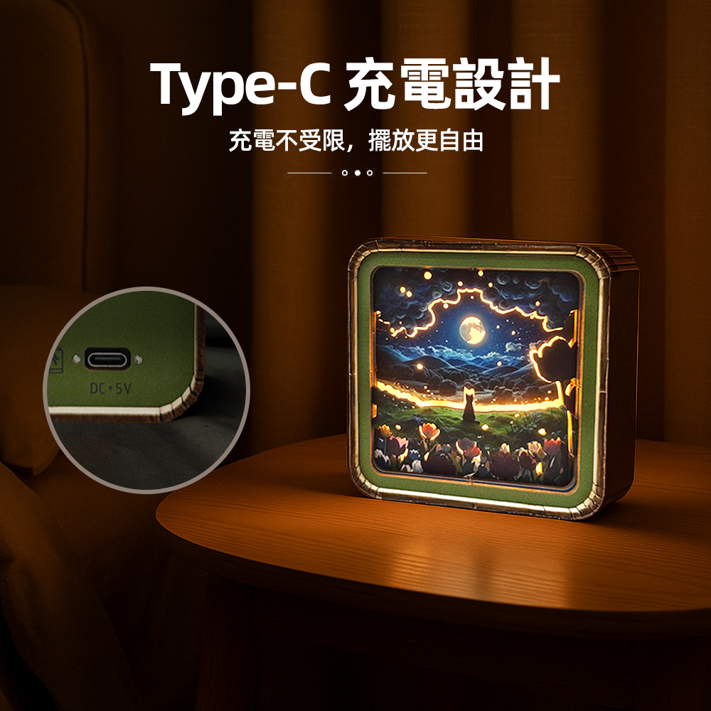 【上手家居】3D拼圖夜燈手做材料包 月色柔影(diy材料包/diy手作/手工材料包), , large