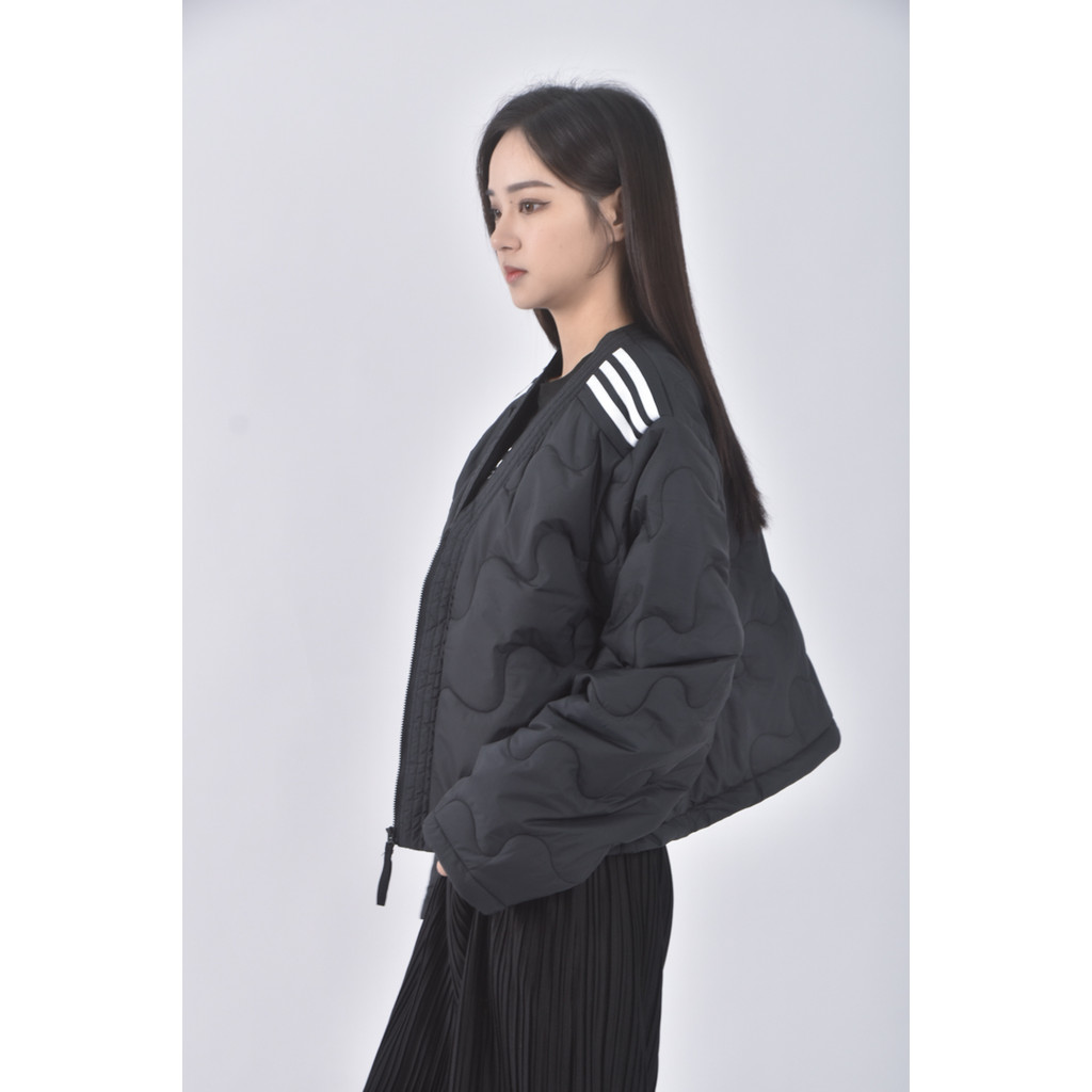 (XL) adidas質感修身短版麵包黑色外套二手衣, , large