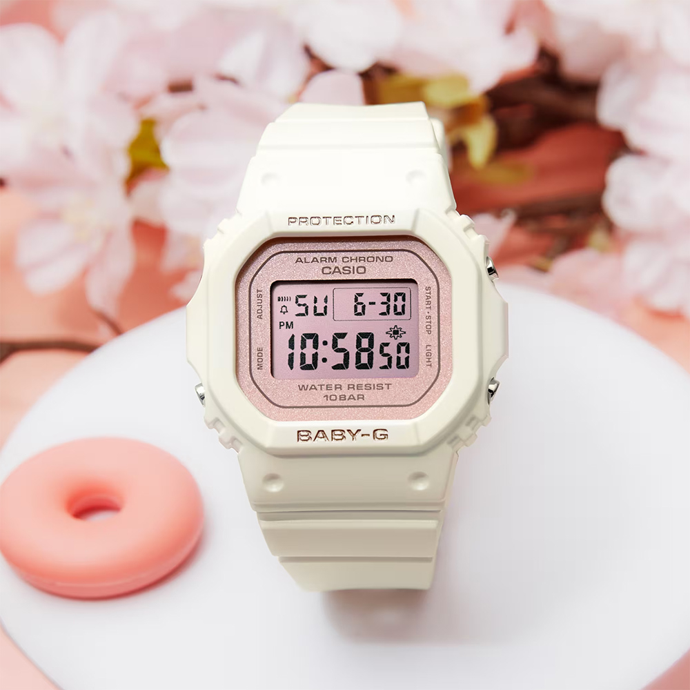 CASIO 卡西歐 BABY-G 春季色彩方形女錶電子錶-櫻花粉紅 BGD-565SC-4, , large