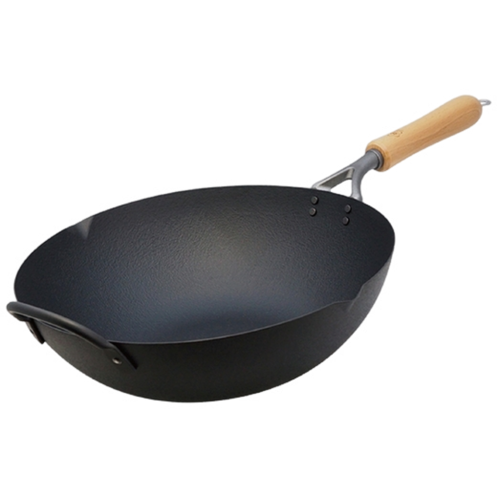 Huang - Double-sided textured wok with single handle, 33cm, , large