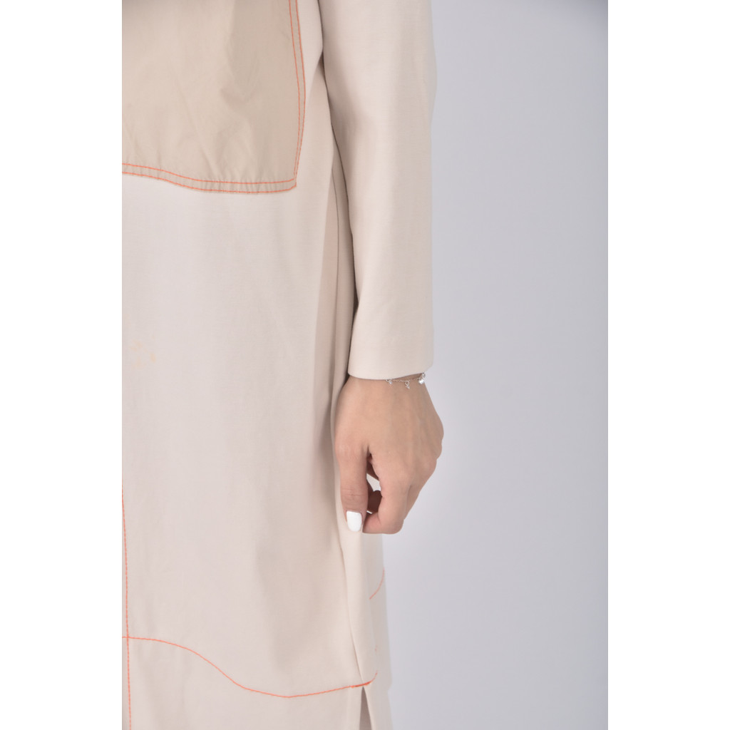 (M) cos質感棉質圓領杏色洋裝二手衣, , large