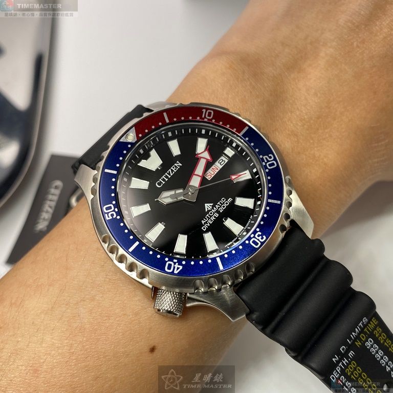 [星晴錶業]CITIZEN手錶,44mm,CI00001黑色錶面銀錶殼深黑色矽膠錶帶款, , large