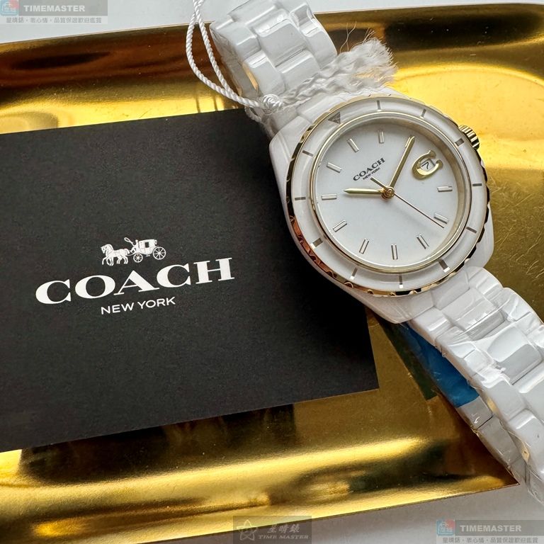 [星晴錶業]COACH手錶,34mm,CH00270白色錶面白錶殼白陶瓷錶帶款, , large