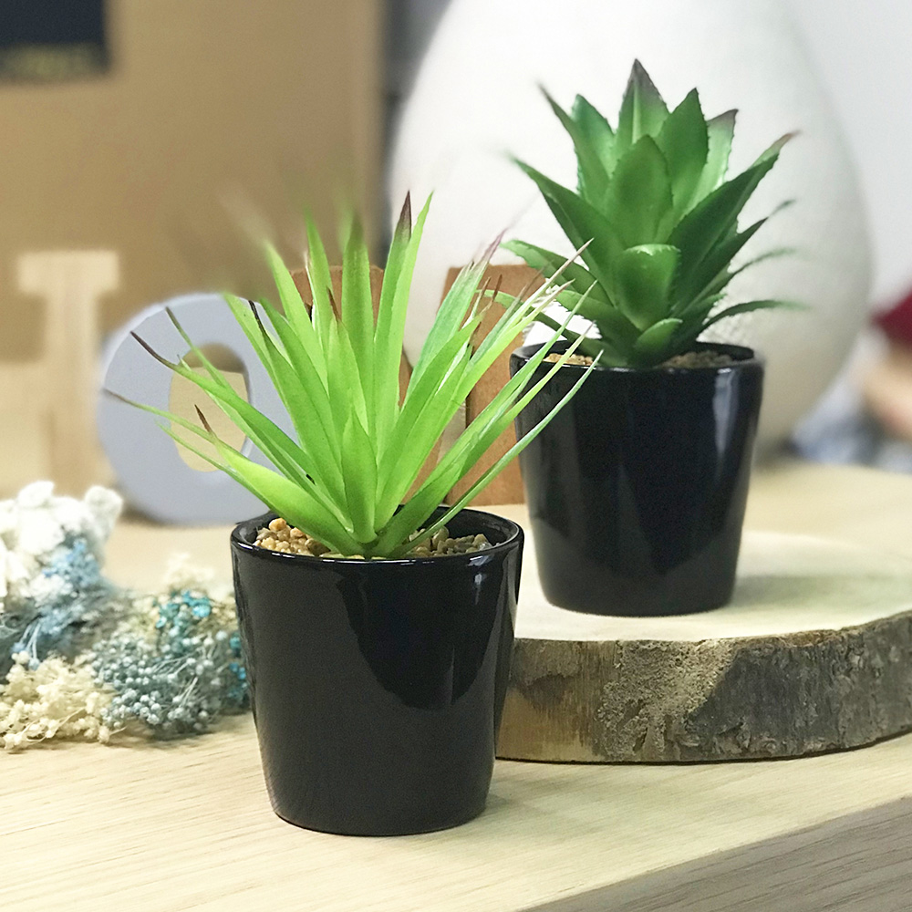 S/2  ARTIFICIAL SUCCULENT IN CERAMIC POT, , large