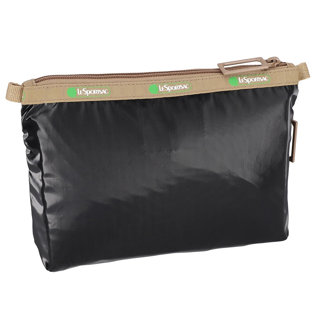 |快速出貨|Lesportsac COSMETIC CLUTCH 雙層拉鍊化妝包-黑X卡其, , large