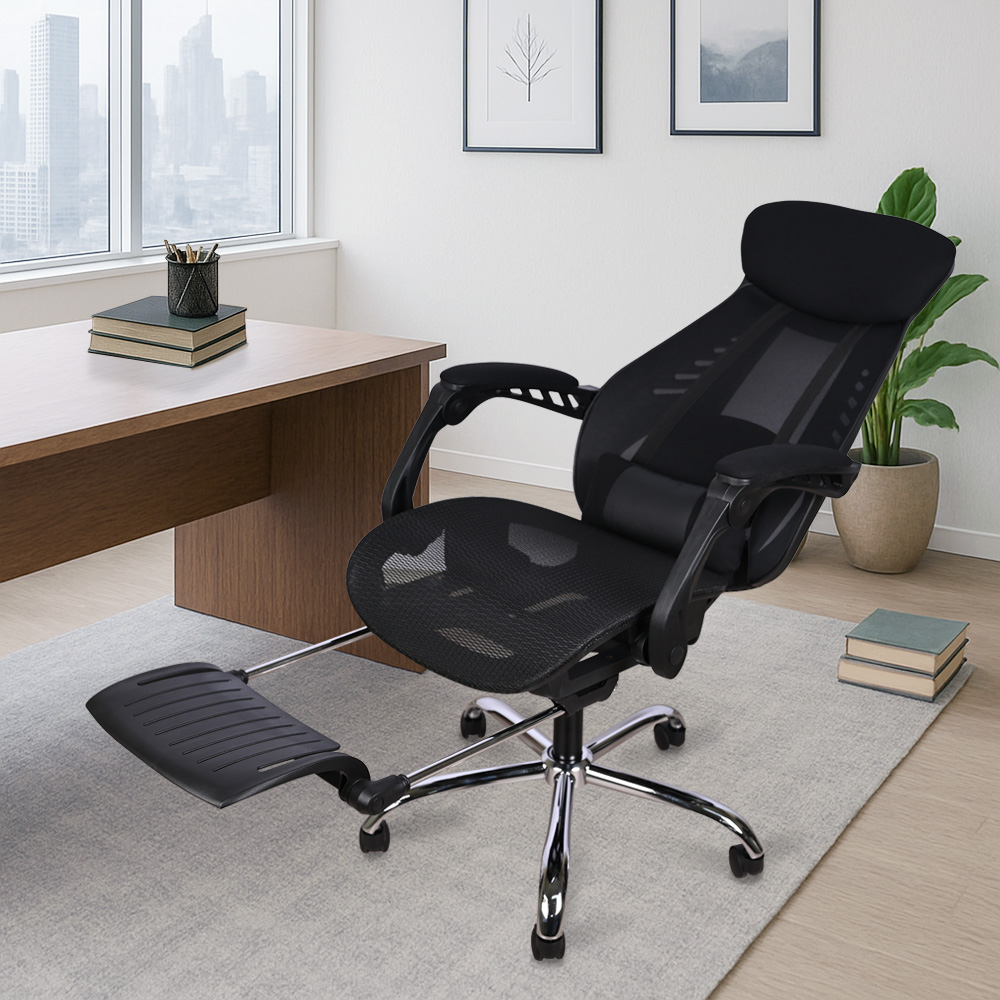 【AOTTO】透氣護腰可擱腳電腦椅(KOC-04), , large