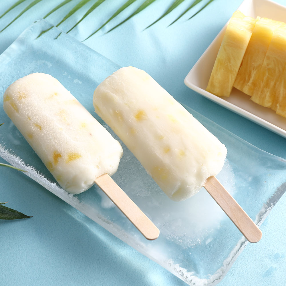 Freshly-cut pineapple and coconut milk ice cream, , large