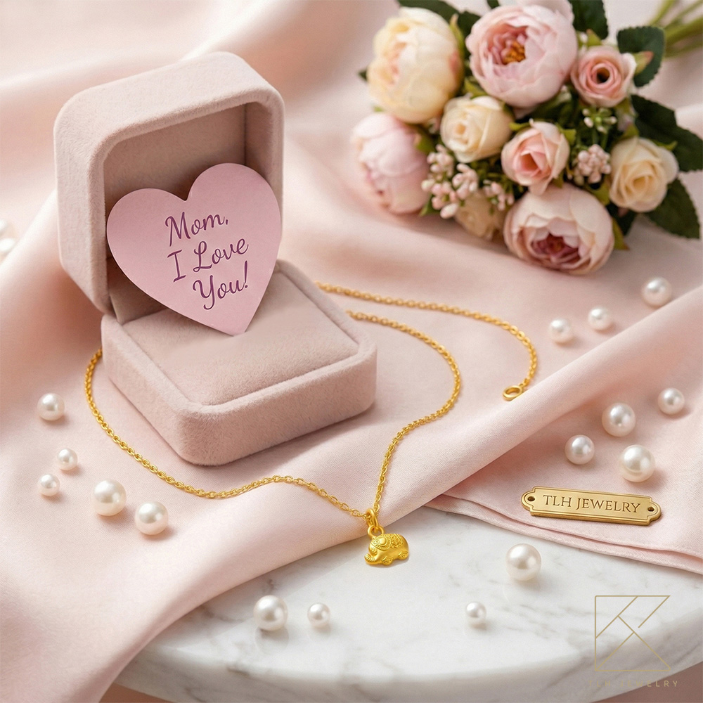 【TLH】母親節限定黃金墜項鍊 純金999 守護如象 母愛如金 約重0.07錢&plusmn;0.02 (馬年 生日 送禮), , large