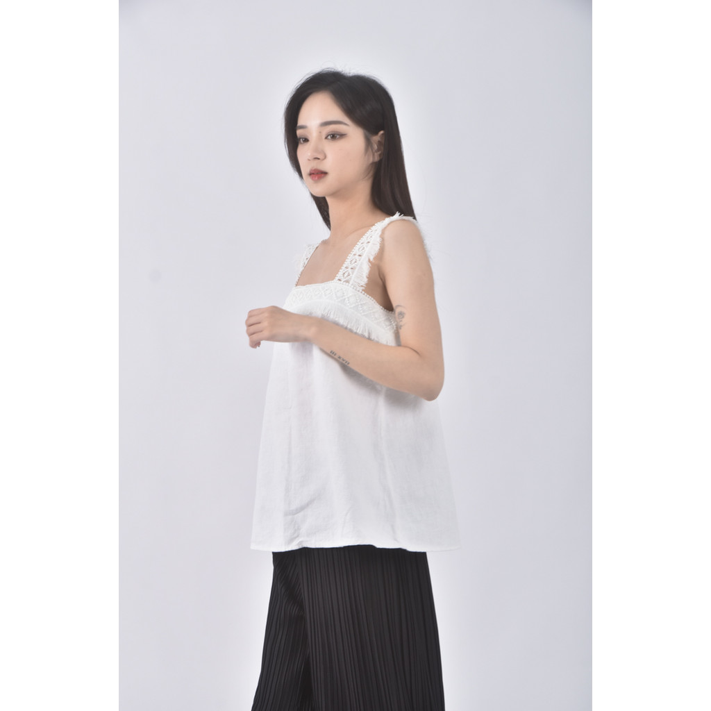(S) carual style質感吊帶棉質白色上衣二手衣, , large
