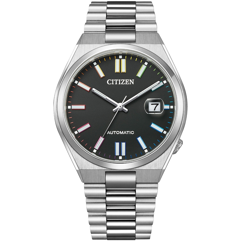 CITIZEN 星辰 TSUYOSA 七彩限定 情人節推薦款 青春撞色機械錶-耀石黑 NJ0151-53E